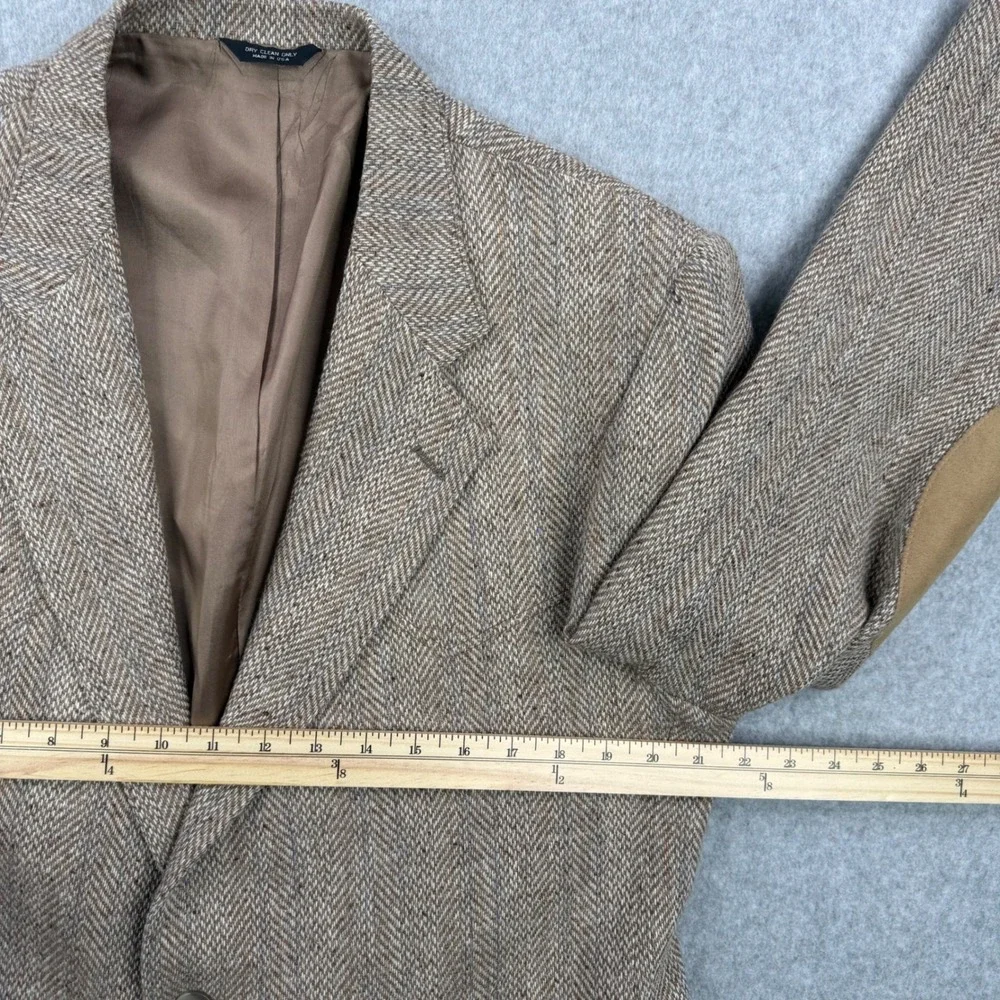 Panhandle Slim‎ Blazer Mens 44R Tan Herringbone Western Suede Elbow Patches USA